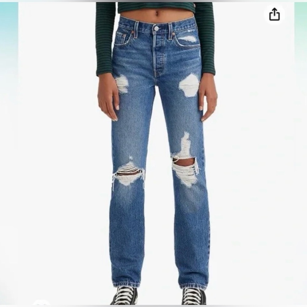 Levi's Women's 501 Distressed Straight Leg Jeans - size 24